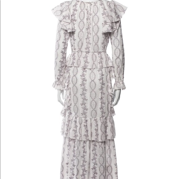 LoveShackFancy Floral Ruffle Sleeve Victorian Maxi Dress Size M NWOT - Picture 3 of 7